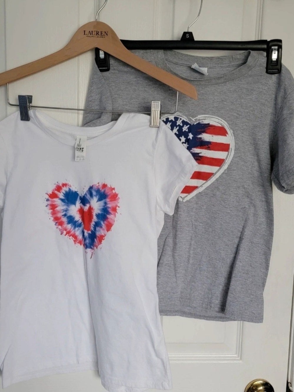 District Kids' Heart Tee - White & Gray with Red & Blue Graphic